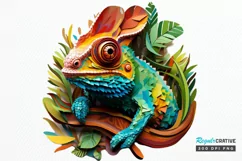 Chameleon Layered Paper Art PNG Clipart Product Image 1