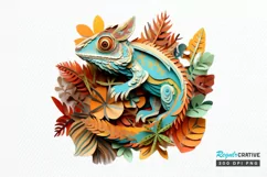 Chameleon Layered Paper Art PNG Clipart Product Image 1