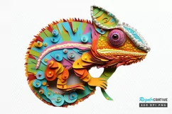 Chameleon Layered Paper Art PNG Clipart Product Image 1