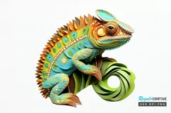 Chameleon Layered Paper Art PNG Clipart Product Image 1