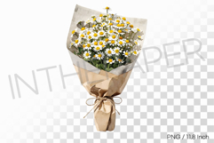Rustic Kraft Paper Chamomile Bouquet PNG Flower art Illust Product Image 1