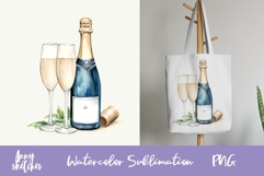 Champagne Bottle and Glass Clipart PNG Parisian Celebration Product Image 4