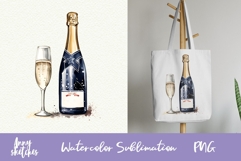 Champagne Bottle and Glass Clipart PNG Parisian Celebration Product Image 5
