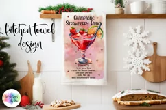 Watercolour Cocktail Recipe PNG | Christmas Kitchen Towel Product Image 1