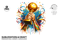 champion trophy png, victory celebration, award graphic, sports achievement, golden trophy, watercolor splash, team recognition, vibrant sports, colorful splash, trophy clipart, sports sublimation, splash art png, watercolor art, trophy graphic, paint spl