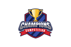 Champions league logo badge featuring trophy with ribbons Product Image 1