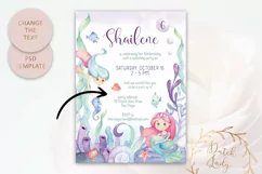 PSD Kids Birthday Invitation #7 - Ocean Mermaid Theme Product Image 2
