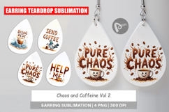 Chaos Caffeine Sarcastic Quotes Earring Product Image 1