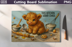 Funny Highland Cow Cutting Board | This Kitchen Udder Chaos Product Image 3