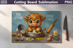 Funny Highland Cow Cutting Board | This Kitchen Udder Chaos Product Image 4