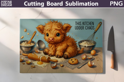 Funny Highland Cow Cutting Board | This Kitchen Udder Chaos Product Image 1