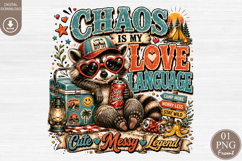Chaos Is My Love Language PNG, Funny Trash Panda Camping Product Image 1