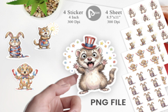 Chaotic 4th of July Animal Sticker Product Image 1