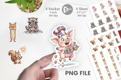 Chaotic 4th of July Animal Sticker Product Image 1