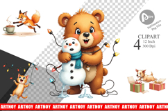 Chaotic Christmas Animals Clipart Product Image 1