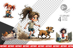 Chaotic Girl Dog Clipart Product Image 1