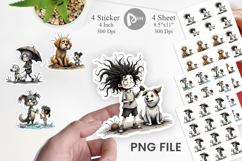 Chaotic Girl Dog Sticker Product Image 1