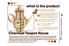 Teapot Fairy House - Laser Cut File, SVG DIY Design Product Image 4