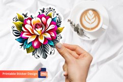 Charming Floral Heart Sticker, Romantic Flower Heart Sticker Product Image 1