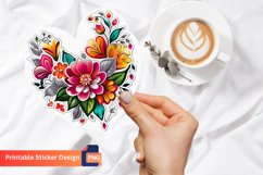 Charming Floral Heart Sticker, Romantic Floral Heart Sticker Product Image 1