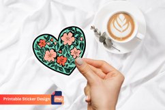 Charming Floral Heart Sticker, Romantic Floral Sticker Product Image 1