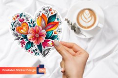 Charming Floral Heart Sticker, Romantic Floral Heart Sticker Product Image 1