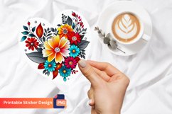 Charming Floral Heart Sticker, Romantic Floral Heart Sticker Product Image 1