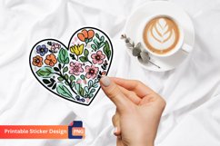 Charming Heart Sticker, Romantic Floral Heart Sticker Product Image 1