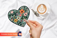 Charming Heart Sticker, Romantic Floral Heart Sticker Product Image 1
