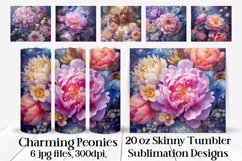 Tumbler Sublimation Designs with Peonies Product Image 1