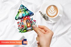 Charming Retro Watercolor Fairy House Sticker Product Image 1