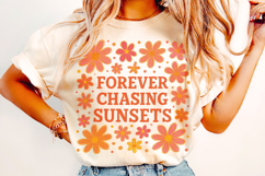 Forever Chasing Sunsets PNG, Floral Retro Summer PNG, Beach Product Image 1