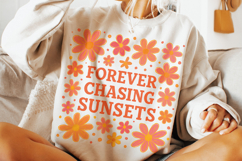 Forever Chasing Sunsets PNG, Floral Retro Summer PNG, Beach Product Image 2