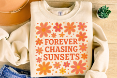 Forever Chasing Sunsets PNG, Floral Retro Summer PNG, Beach Product Image 4
