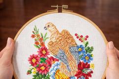 Hawk Vintage Cross Stitch Pattern with Flowers Product Image 3