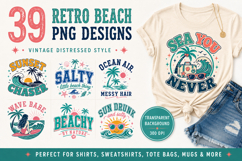 Retro Beach T Shirt Design, Distressed Coastal Sublimation. Product Image 1