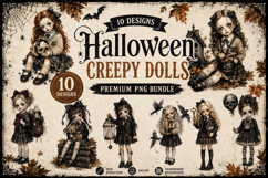 Schoolgirl Creepy Doll clipart Gothic Halloween Bundle Product Image 1