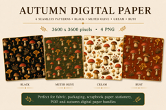 Gilded mushroom digital papers with seamless autumn pattern Product Image 1