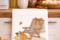 Fall Chair Embroidery Design Plaid Blanket Pumpkin Bow Leaf Product Image 7