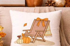 Fall Chair Embroidery Design Plaid Blanket Pumpkin Bow Leaf Product Image 6