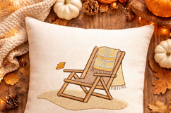 Plaid Chair Embroidery Design Cozy Fall Decor Rustic Autumn Product Image 6
