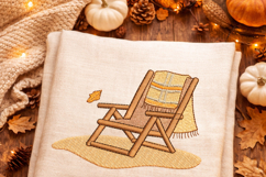 Plaid Chair Embroidery Design Cozy Fall Decor Rustic Autumn Product Image 5