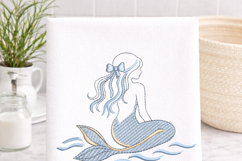 Coastal Mermaid Embroidery Design Nautical Beach Decor Product Image 5