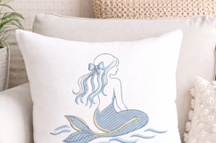 Coastal Mermaid Embroidery Design Nautical Beach Decor Product Image 4