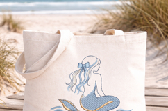 Coastal Mermaid Embroidery Design Nautical Beach Decor Product Image 3