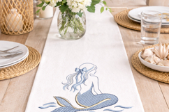 Coastal Mermaid Embroidery Design Nautical Beach Decor Product Image 2