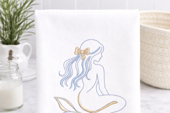 Mermaid Bow Embroidery Design Nautical Beach Decor Product Image 7