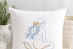 Mermaid Bow Embroidery Design Nautical Beach Decor Product Image 5