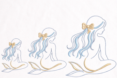 Mermaid Bow Embroidery Design Nautical Beach Decor Product Image 2