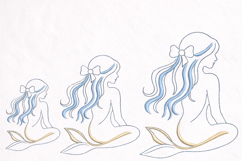 Mermaid Bow Embroidery Design Nautical Beach Decor Product Image 5